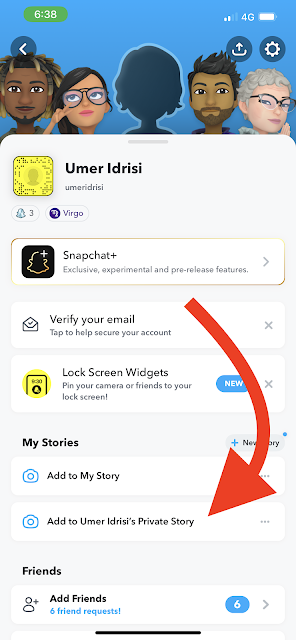 Under "My Stories" click on the name of your Private Story