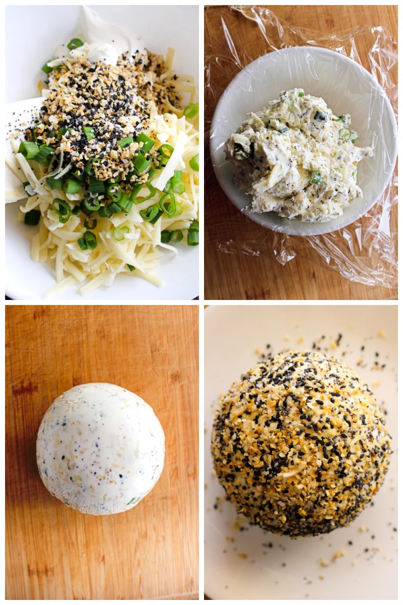 This Easy Everything Bagel Cheese Ball coated in homemade everything bagel seasoning is the perfect starter for brunch or appetizer for dinner. Serve it with bagel chips for dipping! #cheeseball #everythingbagel #appetizer