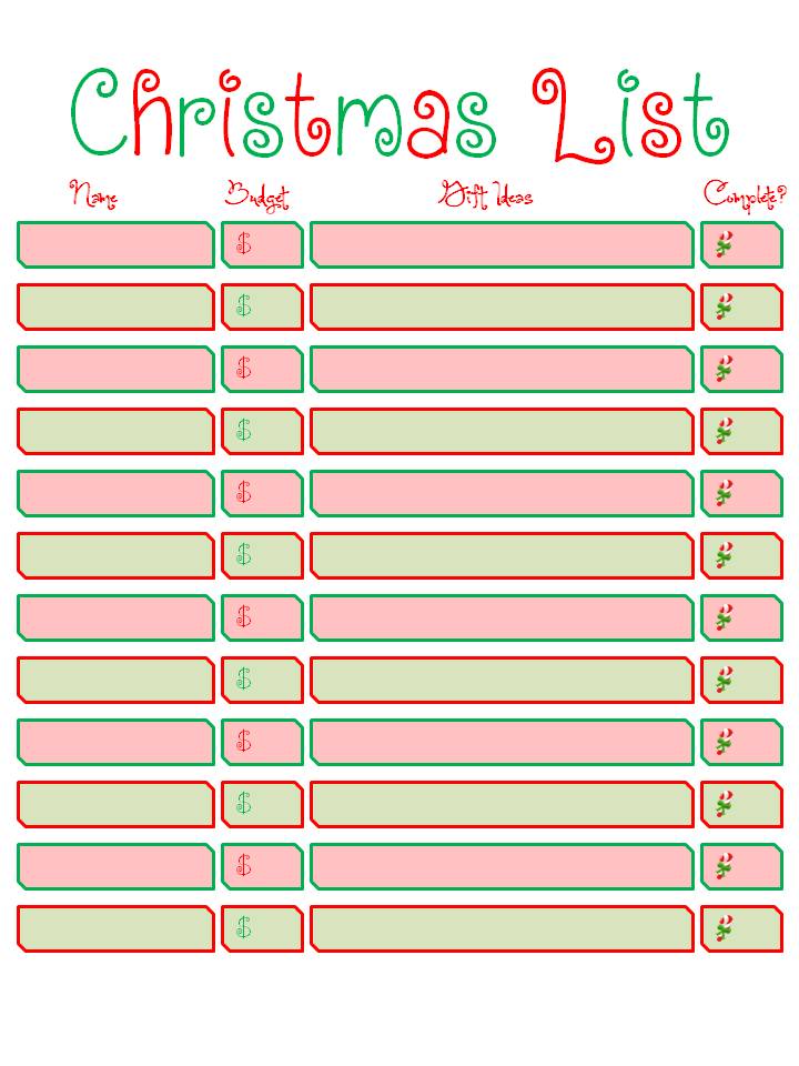 Candice Craves: Free Printable: Christmas List