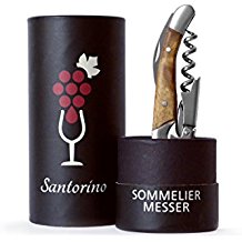 Santorino Kellnermesser - Exklusives Sommeliermesser aus Campecheholz, Weinöffner mit 2 Stufen - Premium Korkenzieher, Flaschenöffner in Geschenkbox