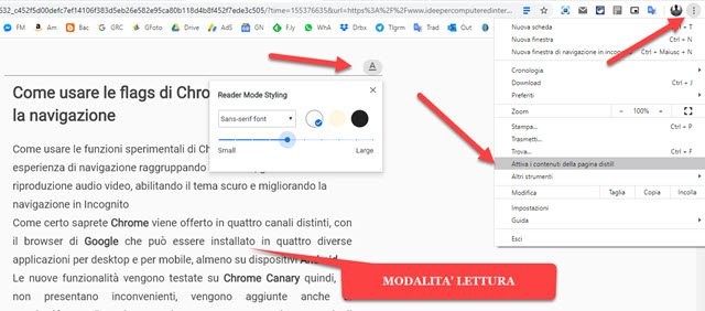 modalità lettura attivando i contenuti distill