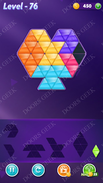 Block! Triangle Puzzle 6 Mania Level 76 Solution, Cheats, Walkthrough for Android, iPhone, iPad and iPod