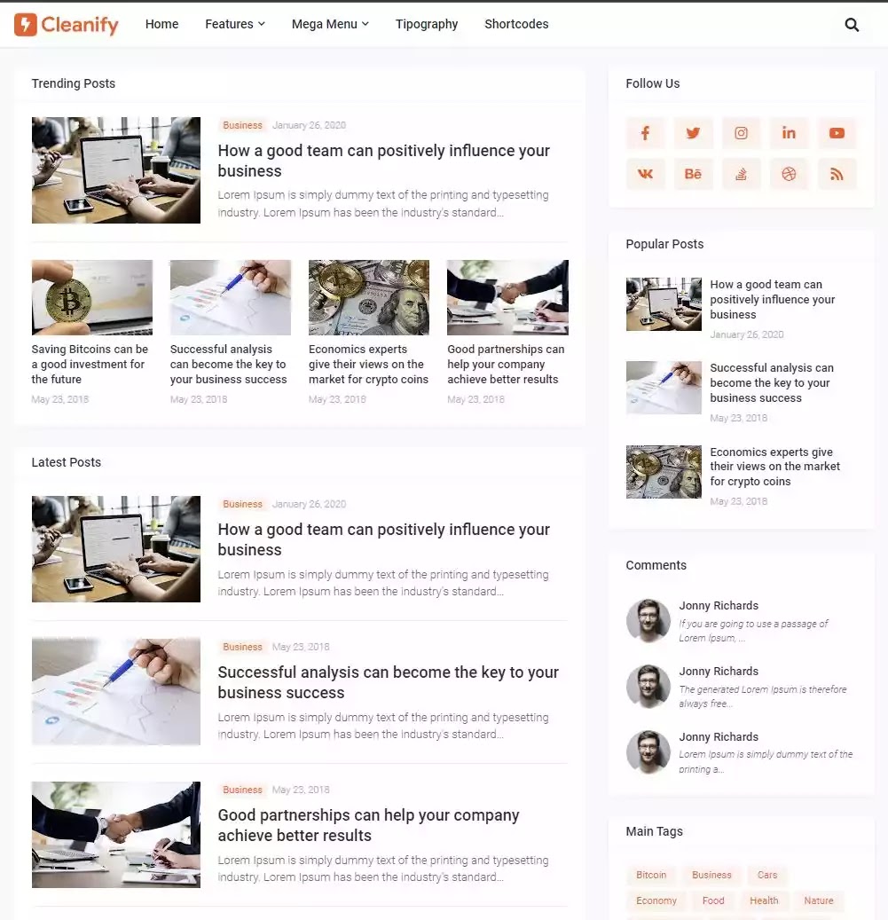 Premium Cleanify Blogger Template Responsive Free Download