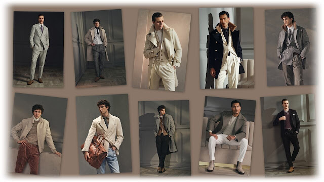 10 modelos masculinos com roupas da Brunello Cucinelli.