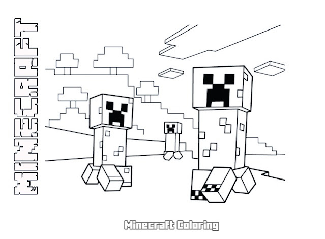 Minecraft coloring, pages, for kids, easy, printable