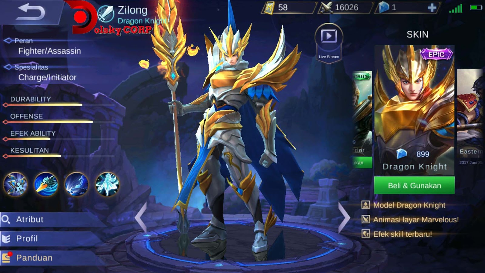 Hero Zilong Dragon Knight Burst Damage Builds Set Up Gear