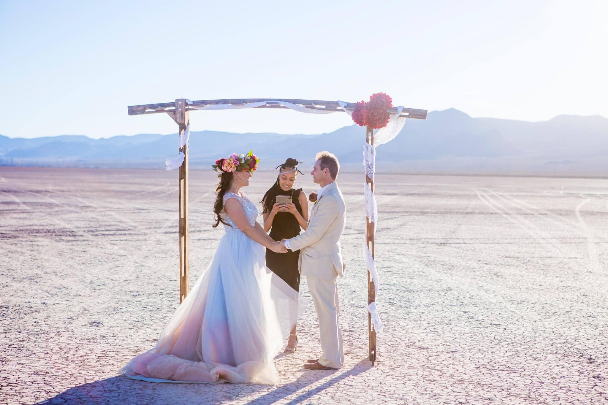 Las Vegas wedding officiant, Las Vegas african american wedding officiant, dry lake bed elopement