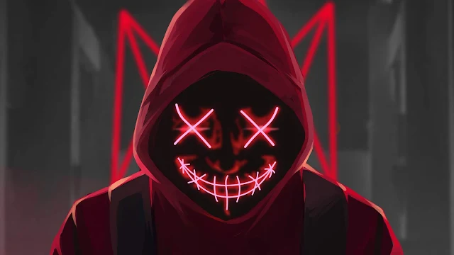 Anonymous Red Mask Neon