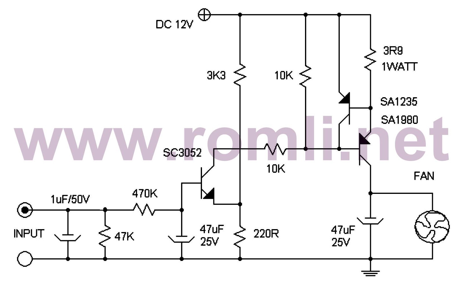  Skema rangkaian kipas angin untuk power amplifier Romli 