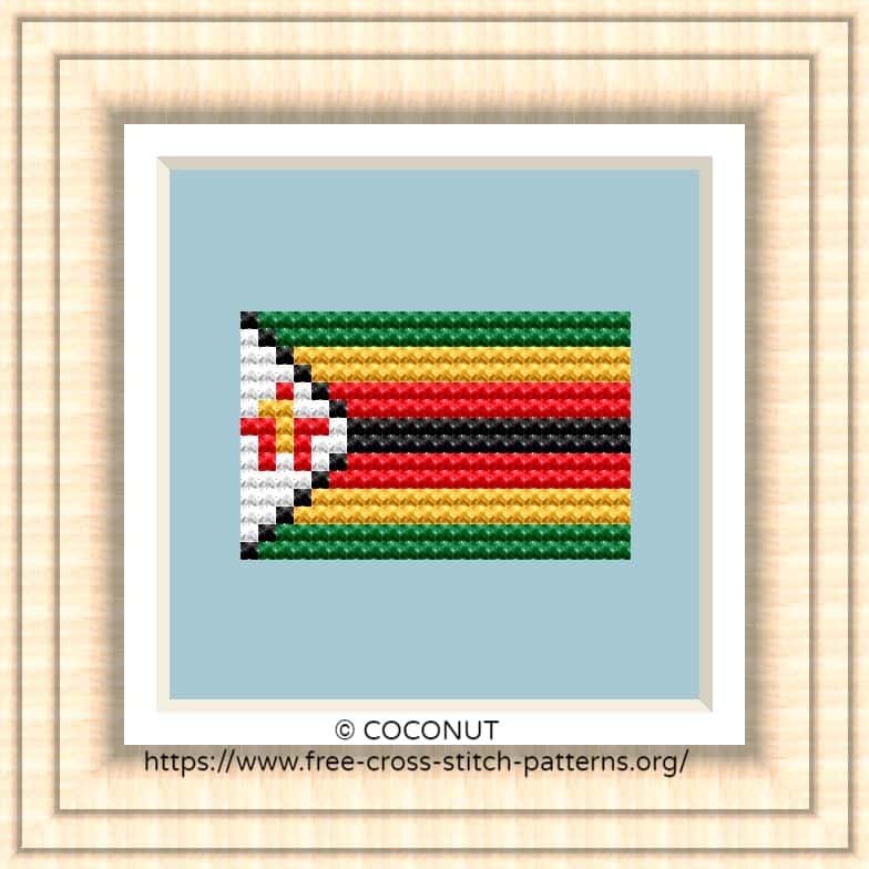 NATIONAL FLAG OF ZIMBABWE CROSS STITCH CHART