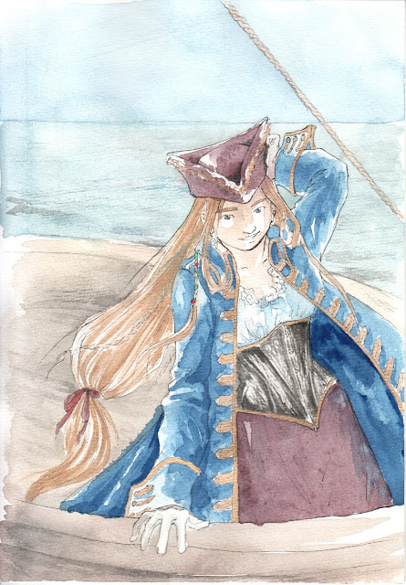 une capitaine pirate (aquarelle)