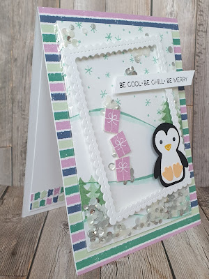 Penguin place Stampin up simple shaker card