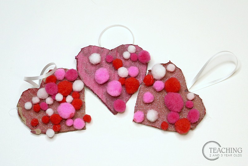 cardboard pom pom heart craft for toddlers