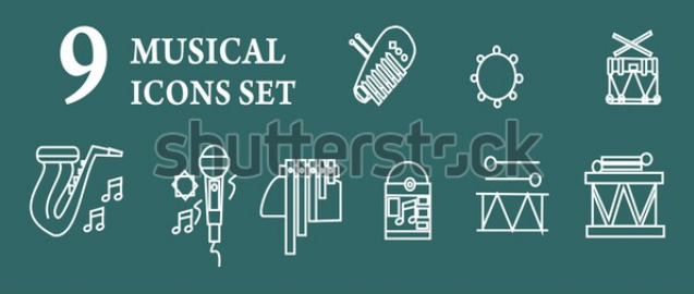 illustration drawing music icon set