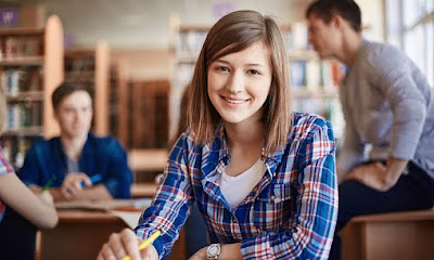 High school student looking at the camera