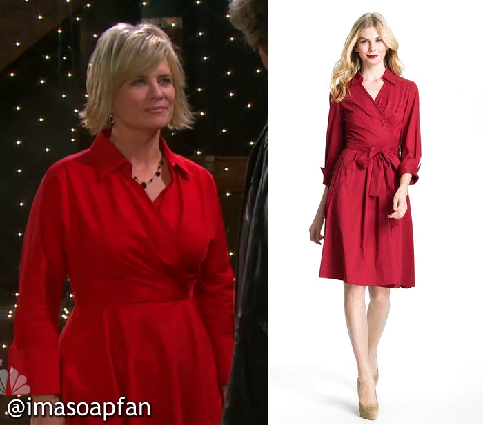 Kayla Brady, Mary Beth Evans, Days of Our Lives, Red Collared Wrap Dress