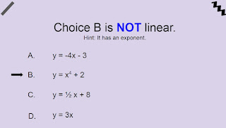 Choice b is not linear because it has an exponent