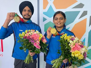 Divya and Sarabjot win mixed team pistol gold