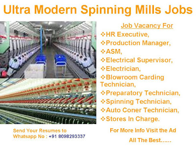 Ultra Modern Spinning Mills Jobs