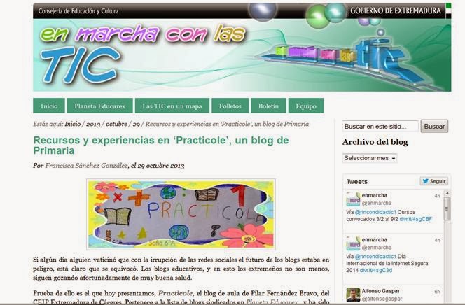 http://enmarchaconlastic.educarex.es/2013/10/29/recursos-y-experiencias-en-practicole-un-blog-de-primaria/