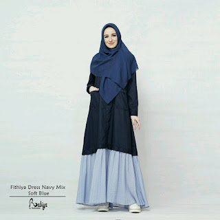 Fithiya Dress Navy Mix Soft Blue 