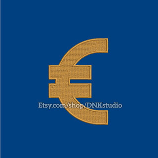 Euro Symbol Sign Embroidery Design