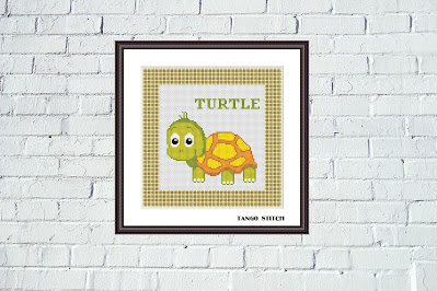 Turtle cross stitch pattern Nursery embroidery design - Tango Stitch