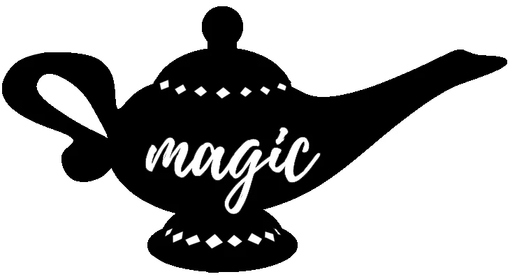 Silhouette of the magic lamp with script word "magic" jpeg file for making a shirt using Cricut Design space and the Cricut maker.