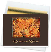 Falling Copper and Gold Leaves Thanksgiving Card