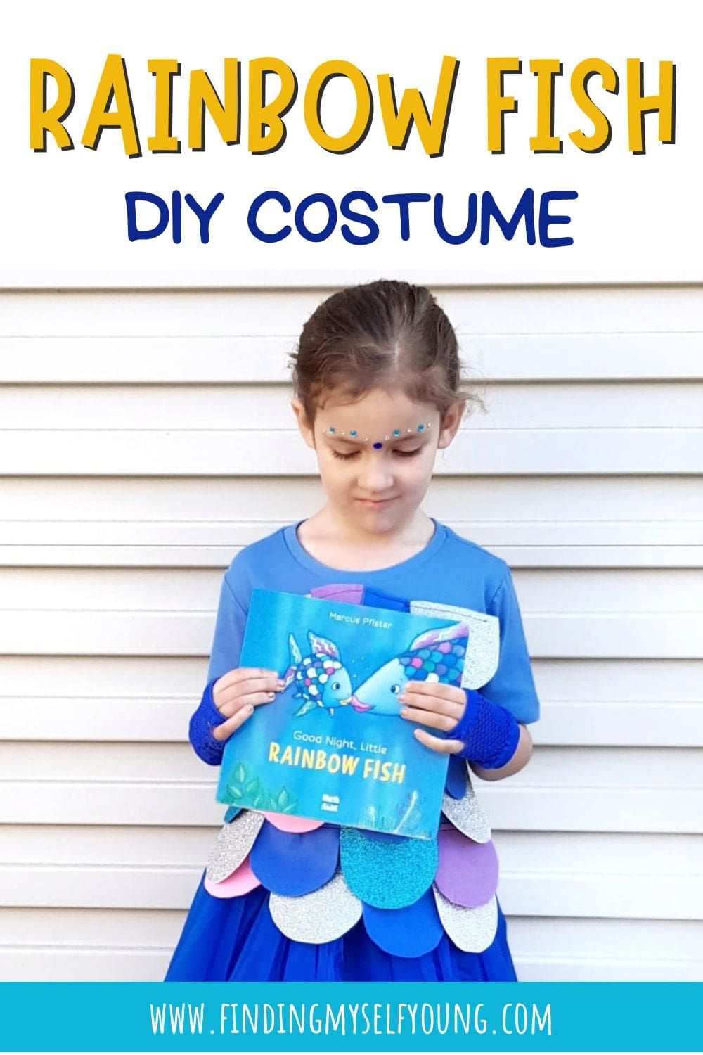 DIY rainbow fish costume.