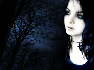 Girl With Trees In Dark Background wallpaper