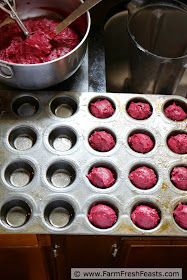 picture of how to make cocoa beet chocolate chip muffins