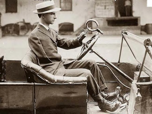 Judge Quentin D.Corley with no arms driving car, circa 1919