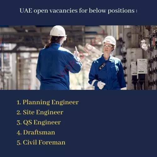 UAE open vacancies for below positions :