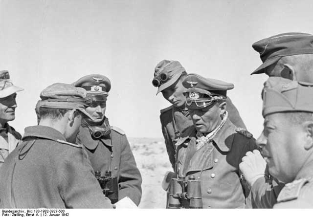 General Rommel meets with his commanders in North Africa on 12 January 1942 worldwartwo.filminspector.com