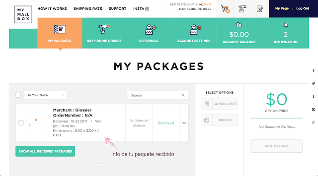 MyMallBox paquete aceptado