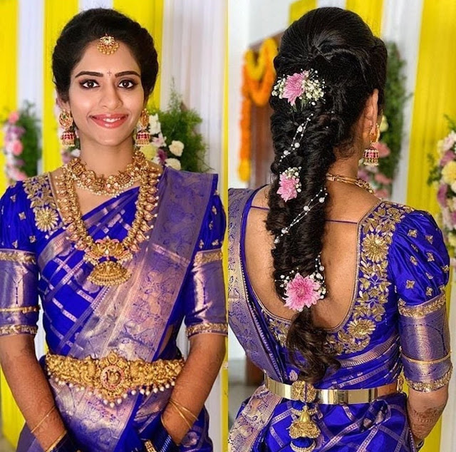 Bride in Nakshi Long Chain Vaddanam