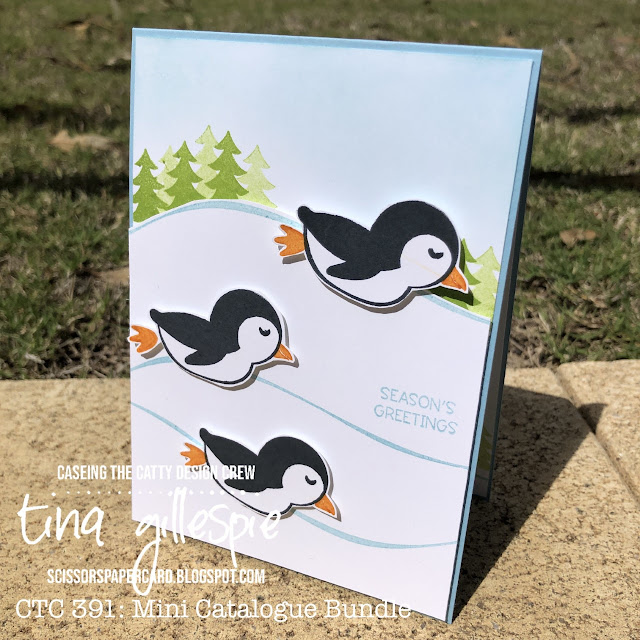 scissorspapercard, Stampin' Up!, CASEing The Catty, Penguin Place, Christmas Card