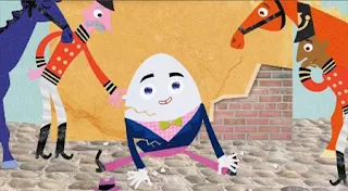 Humpty Dumpty introduces the letter N, for nursery rhyme, and acts out his own. Sesame Street Episode 5009, Humpty Dumpty's Football Dream, season 50.