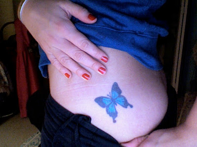 lower back butterfly tattoo. utterfly lower back. Butterfly Tattoo Designs Simple Blue Green Butterfly