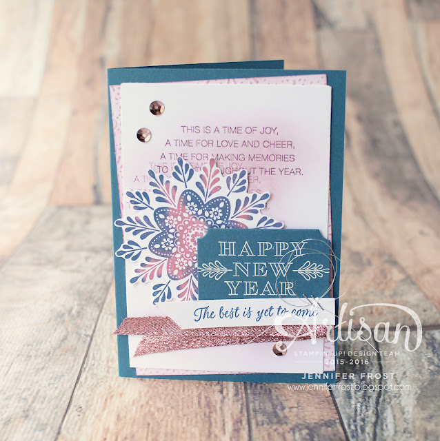 New Years Card, Frosted Medallions, Fancy Frost Designer Series Paper, Stampin' Up!, Papercraft by Jennifer Frost