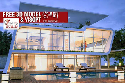 Gratis Sketchup 3D Model Small-Scale Modern Villa & Vray Visopt