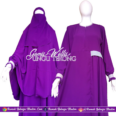 Gamis Muslimah Syari Wolfis Ungu Terong