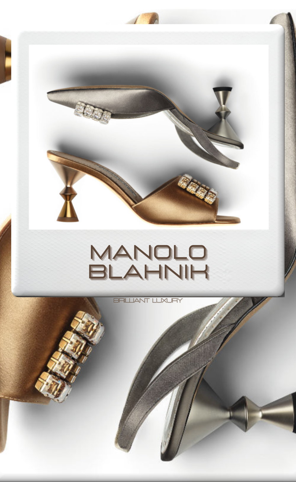 ♦Manolo Blahnik gold and silver bejeweled mules #manoloblahnik #shoes #brilliantluxury