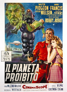 IL PIANETA PROIBITO. Italia. Cartel. Arte: Averardo Ciriello. Imprenta. Vecchioni & Guadagno, Milán. PLANETA PROHIBIDO. Forbidden Planet. 1956. Estados Unidos. Dirección: Fred McLeod Wilcox. Reparto: Walter Pidgeon, Anne Francis, Leslie Nielsen, Warren Stevens, Jack Kelly, Richard Anderson, Earl Holliman, George Wallace.