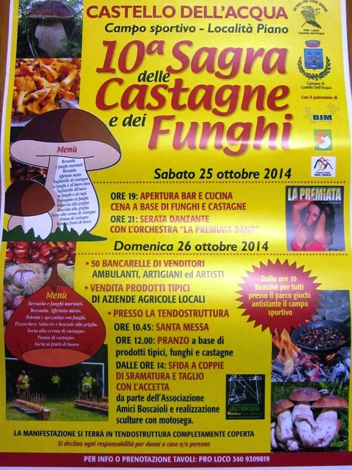 Sagra delle Castagne e dei Funghi dal 25 al 26 Ottobre  Castello dell'Acqua (So)