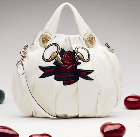 White python with gucci tattoo heart patchwork, white leather trim, 