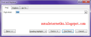 Toolbar Find di Microsoft Word 2007