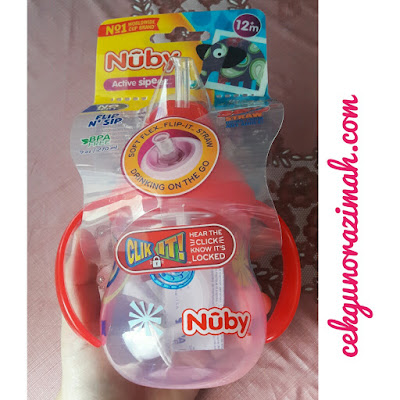 cawan nuby, review nuby, Nuby Clik-It Flip N' Sip Cup