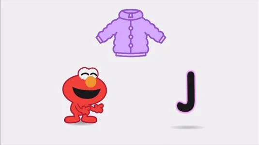 Sesame Street Episode 4522. Animated Elmo sings a song about the word jacket and the letters J.